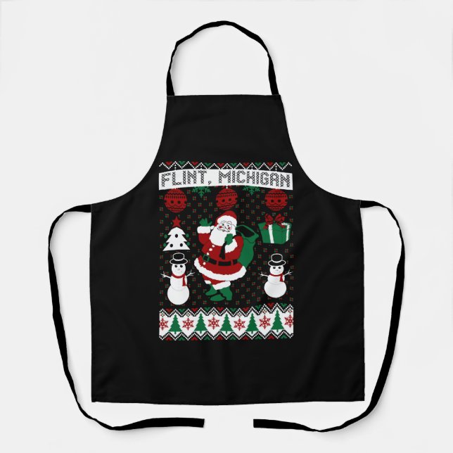 Christmas Ugly Sweater Flint Michigan Schürze (Vorderseite)
