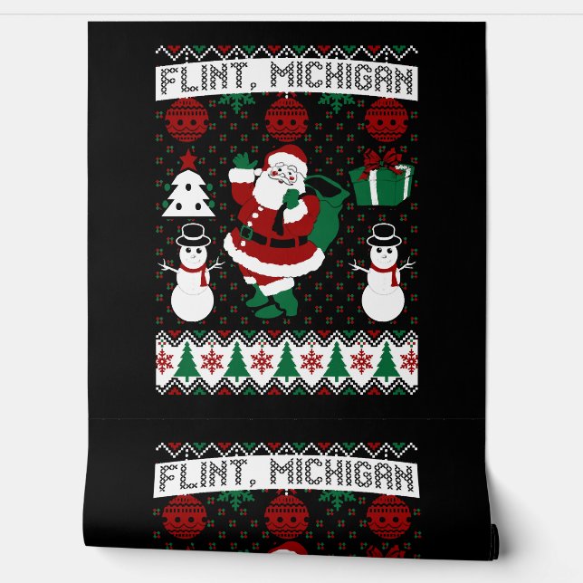 Christmas Ugly Sweater Flint Michigan Tapete (Abrollen)