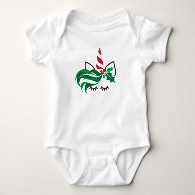 Christmas Unicorn Baby Strampler (Vorderseite)
