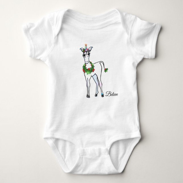 Christmas Unicorn Baby Strampler (Vorderseite)
