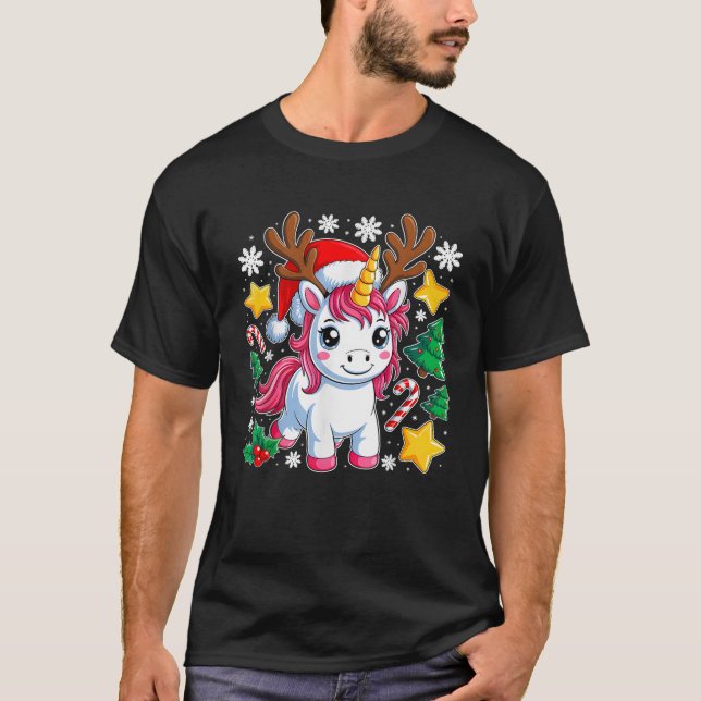 Christmas Unicorn Cute Magical Xmas Toddler Girls  T-Shirt (Vorderseite)
