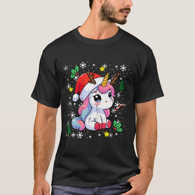 Christmas Unicorn Cute Magical Xmas Toddler Girls  T-Shirt (Vorderseite)