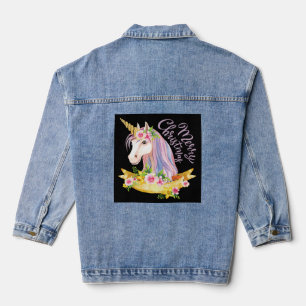 CHRISTMAS UNICORN DENIM JEAN JACKET JEANSJACKE