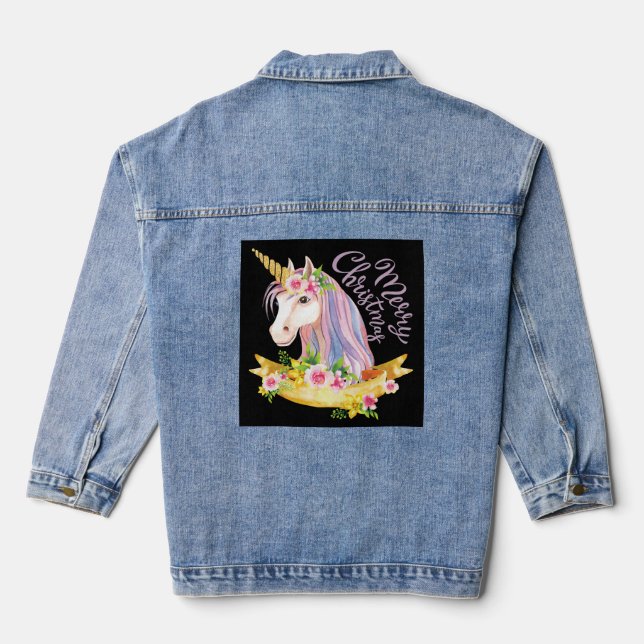 CHRISTMAS UNICORN DENIM JEAN JACKET JEANSJACKE (Rückseite)