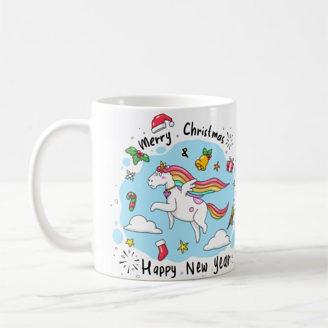 Christmas Unicorn Kaffeetasse (Links)