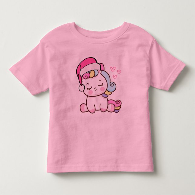 Christmas Unicorn Kleinkind T-shirt (Vorderseite)