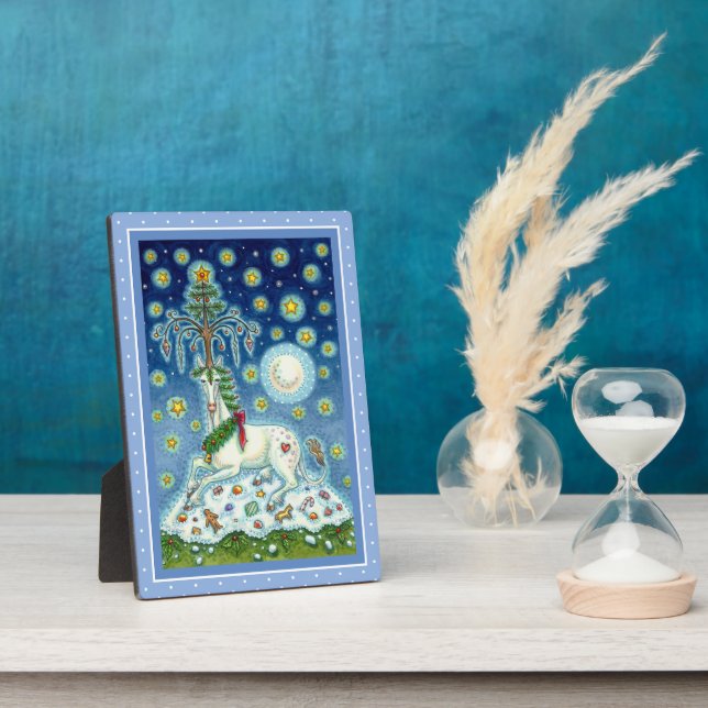 CHRISTMAS UNICORN, MAGIC HORN BAUM, FANTASY PORSE FOTOPLATTE (Seite)
