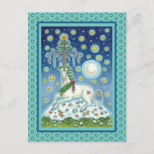 CHRISTMAS UNICORN, MAGIC HORN BAUM, FANTASY PORSE POSTKARTE