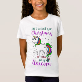 Christmas Unicorn Magical Rainbow Green Lila T-Shirt