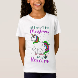 Christmas Unicorn Magical Rainbow Green Lila T-Shirt