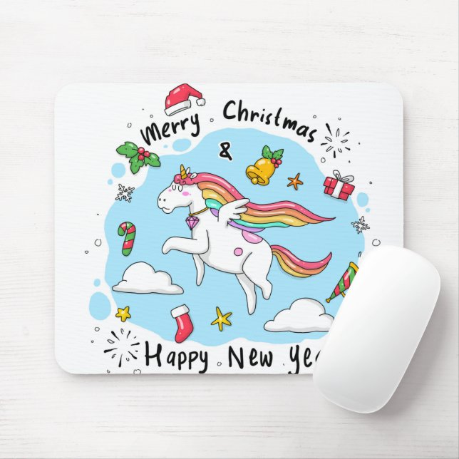 Christmas Unicorn Mousepad (Mit Mouse)