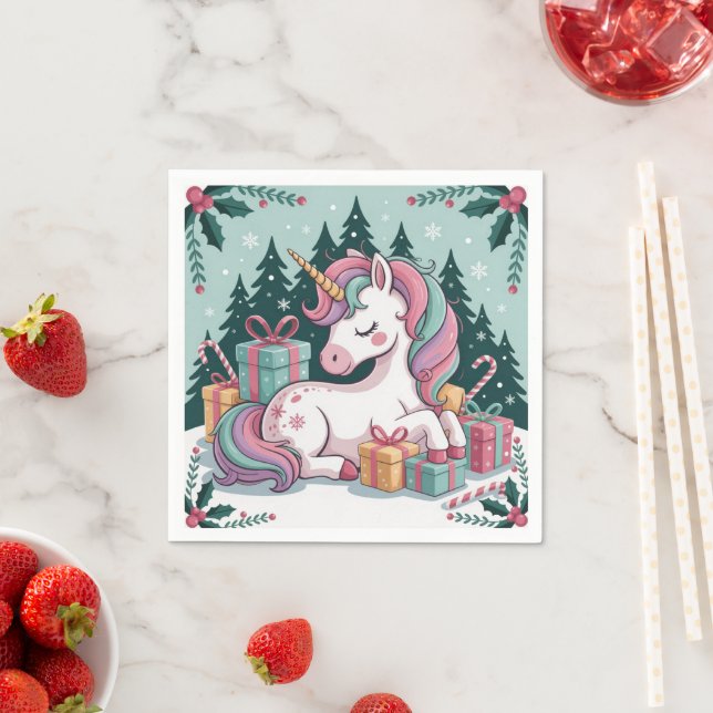 Christmas Unicorn Napkins Serviette (Beispiel)