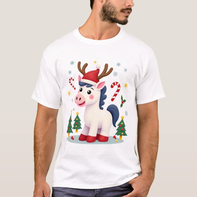 Christmas Unicorn Niedlich T-Shirt (Vorderseite)