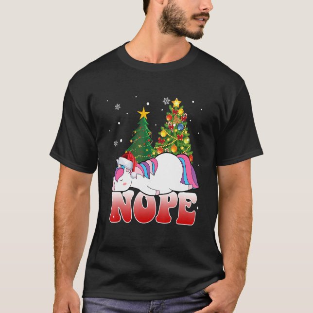 Christmas Unicorn Nope Tree  Unicorn   Xmas T-Shirt (Vorderseite)
