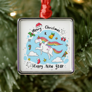 Christmas Unicorn Ornament Aus Metall
