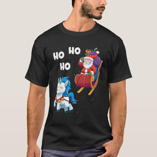 Christmas Unicorn Shirt Magical Xmas Santa Claus S (Vorderseite)