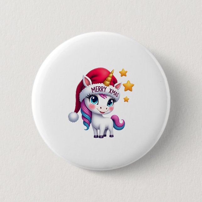 Christmas Unicorn T-Shirt (3) Button (Vorderseite)