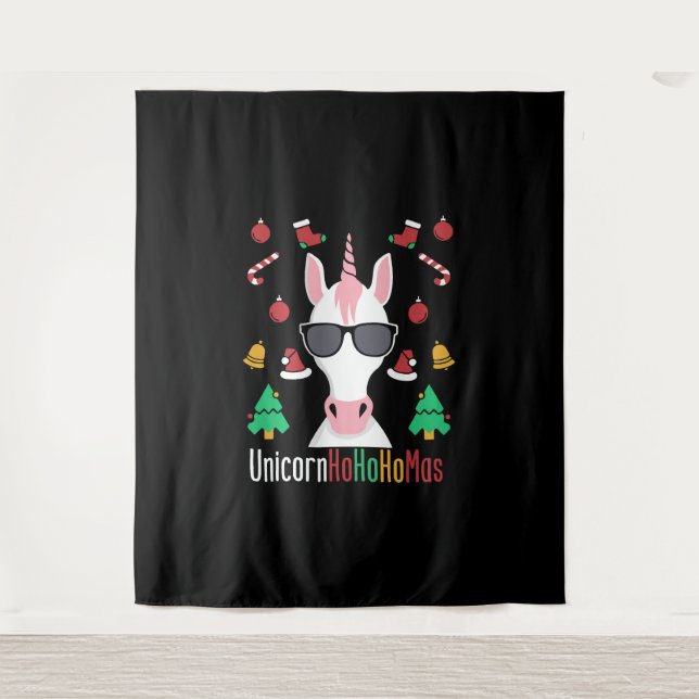 Christmas Unicorn Wandteppich (Vorderseite)