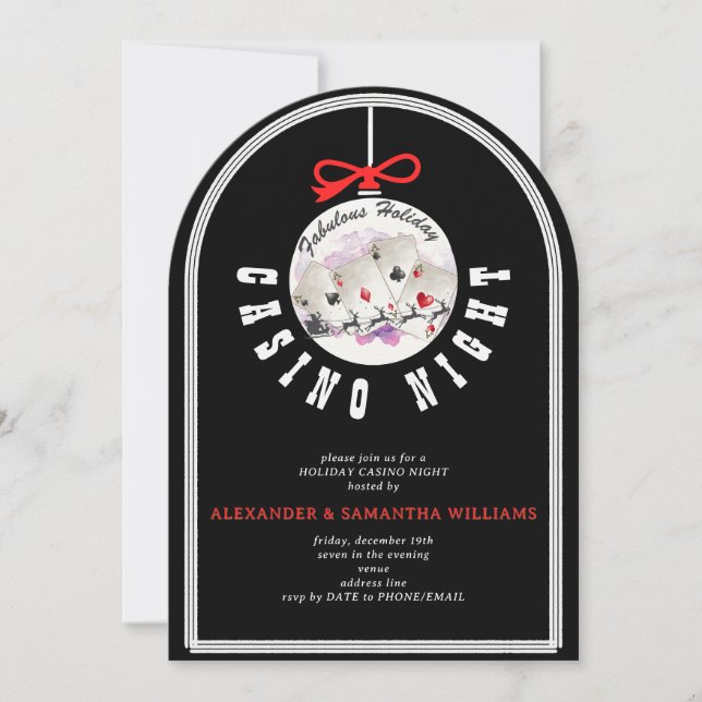 Christmas Vegas Casino Blackjack Poker Night Party Einladung (Vorderseite)