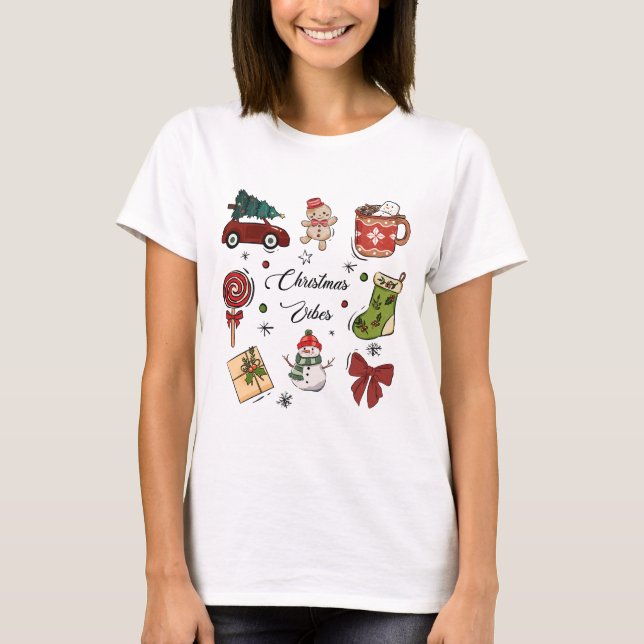 Christmas Vibes Holiday Sticker Pack T-Shirt (Vorderseite)
