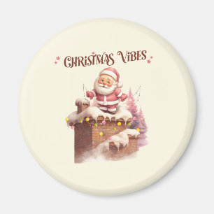 Christmas Vibes Pink Santa Magnet