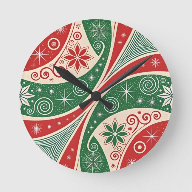 Christmas Vibes Runde Wanduhr (Vorderseite)