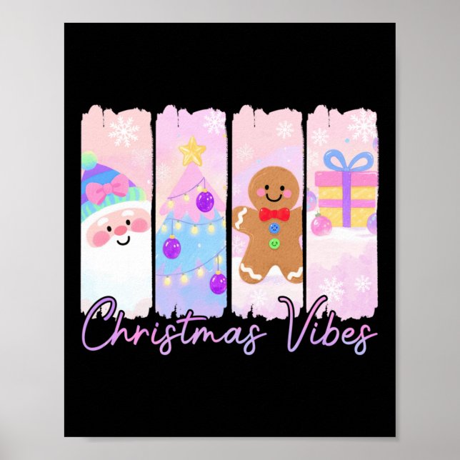 Christmas Vibes Santa Claus Xmas Tree Gingerbread  Poster (Vorne)