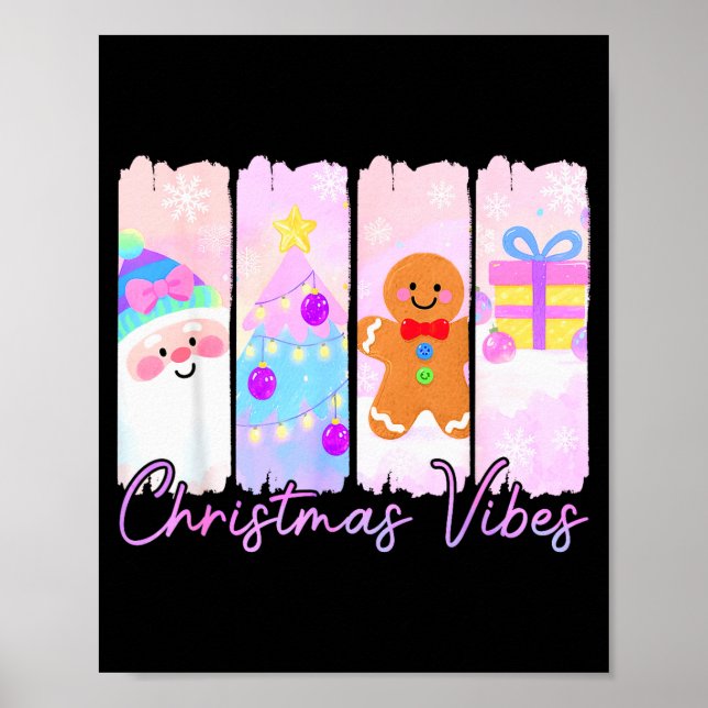 Christmas Vibes Santa Claus Xmas Tree Gingerbread  Poster (Vorne)