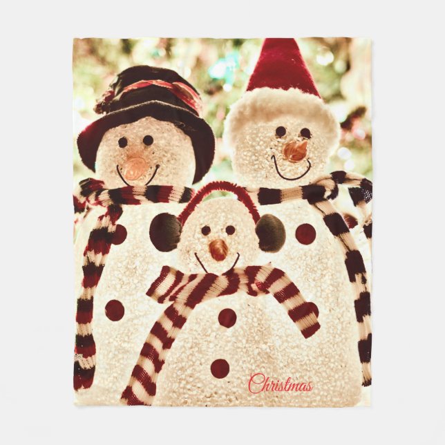 Christmas Vibes Snowman Celebration Fleecedecke (Vorderseite)