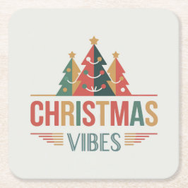 Christmas Vibes Square Coaster Set Rechteckiger Pappuntersetzer
