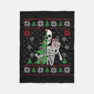 Christmas Vibes Xmas Skeleton Sorta Merry Sorta Sc Fleecedecke