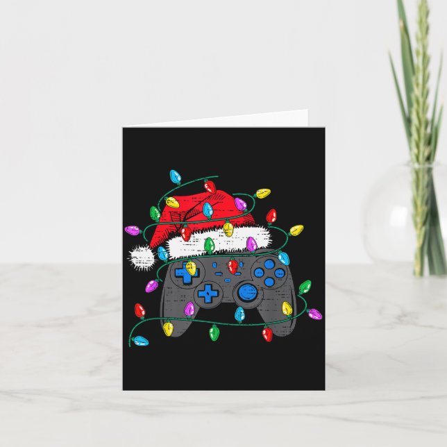 Christmas Video Game Controller Hat Santa Gamer Bo Karte (Vorderseite)