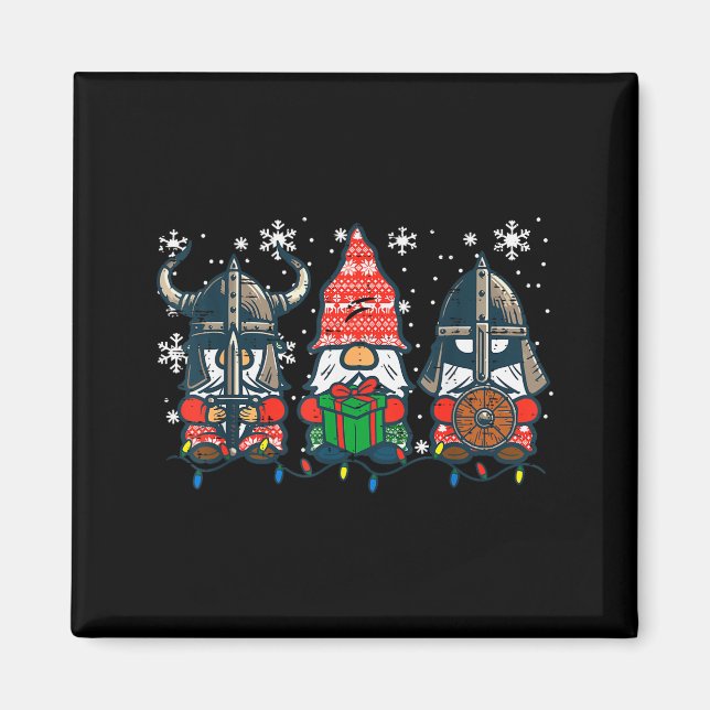 Christmas Viking Gnomes Funny Nordic Xmas Men Wome Magnet (Vorne)