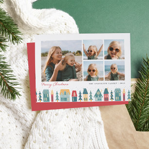 Christmas Village 5 Photo Collage Feiertagskarte