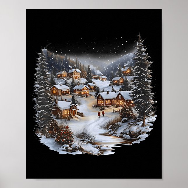 Christmas Village Town Holiday Winter Scene Festiv Poster (Vorne)