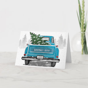 Christmas Vintag Blue Truck Business Business Feiertagskarte
