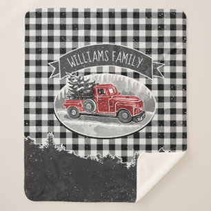 Christmas Vintage Truck Black Buffalo Pläd Name Sherpadecke