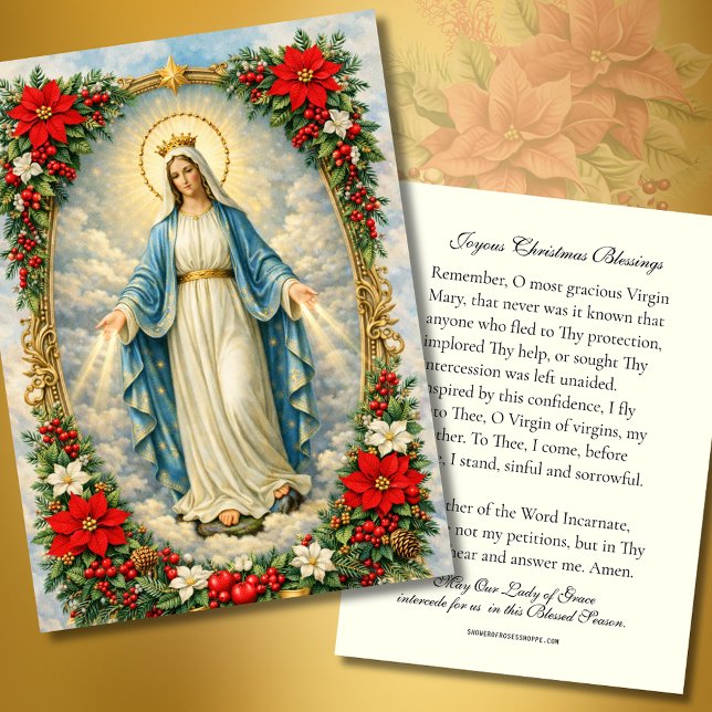 Christmas Virgin Mary Memorare Prayer Poinsettia (Von Creator hochgeladen)