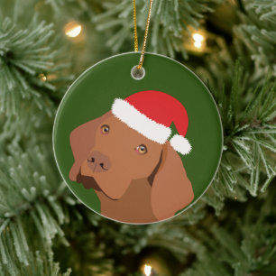 Christmas Vizsla Dog Keramik Ornament
