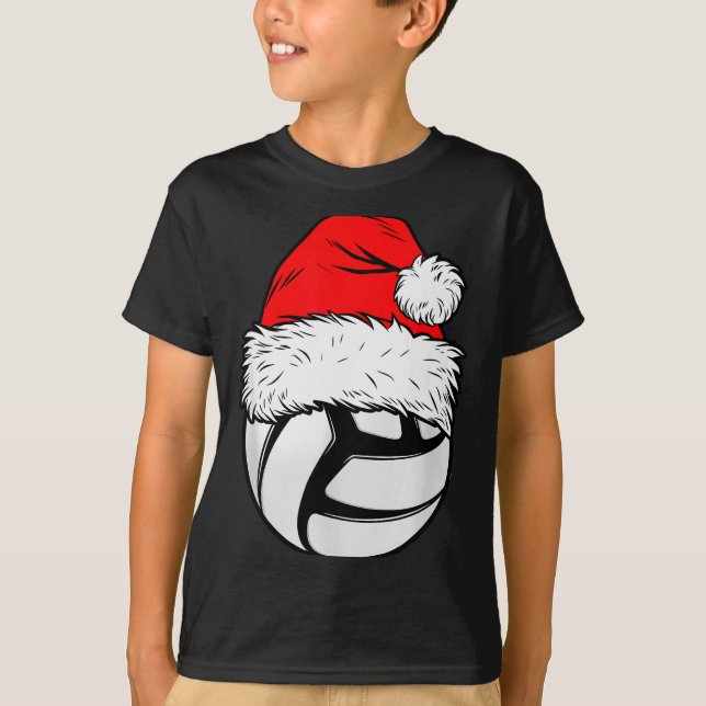 Christmas Volleyball Ball Santa Hat Xmas Matching  T-Shirt (Vorderseite)
