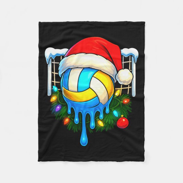 Christmas Volleyball Drip Ice Cream Drip Xmas  Fleecedecke (Vorderseite)