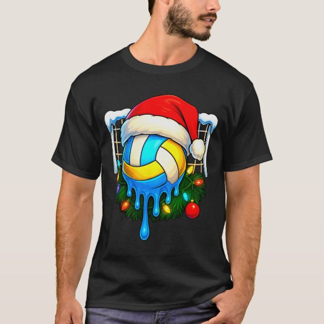 Christmas Volleyball Drip Ice Cream Drip Xmas  T-Shirt (Vorderseite)