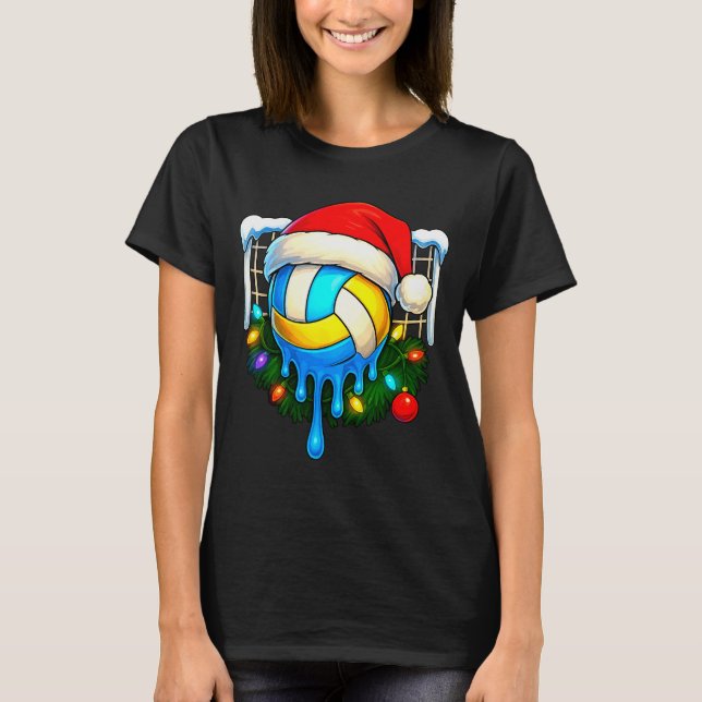 Christmas Volleyball Drip Ice Cream Drip Xmas  T-Shirt (Vorderseite)