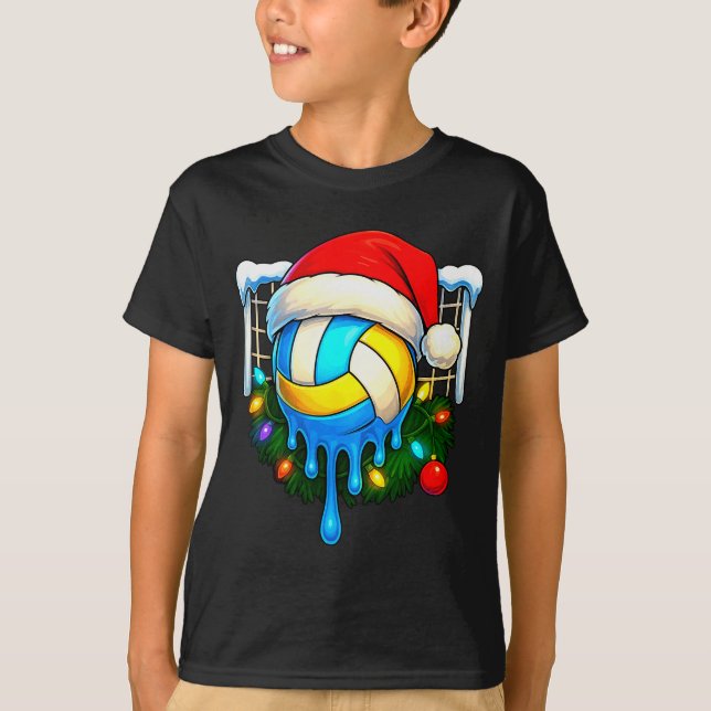 Christmas Volleyball Drip Ice Cream Drip Xmas  T-Shirt (Vorderseite)