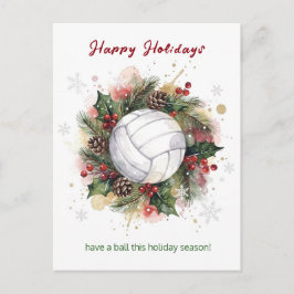 Christmas Volleyball Holiday Greeting Cards Feiertagspostkarte