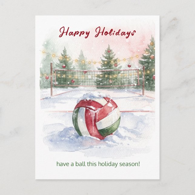 Christmas Volleyball Holiday Greeting Cards Feiertagspostkarte (Vorderseite)