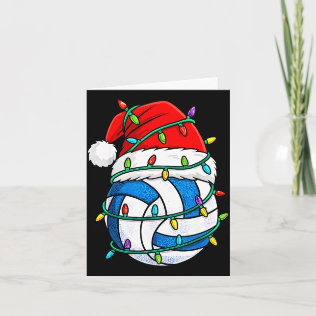 Christmas Volleyball Santa Hat Lights Srts Xmas Pa Karte (Vorderseite)