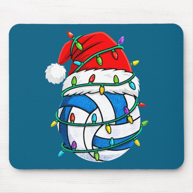 Christmas Volleyball Santa Hat Lights Srts Xmas Pa Mousepad (Vorne)