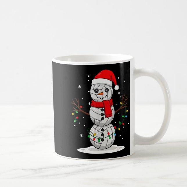 Christmas Volleyball Snowman Santa Hat Funny Holid Kaffeetasse (Rechts)