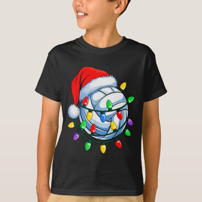 Christmas Volleyball Xmas Santa Srts Hat Mens Wome T-Shirt (Vorderseite)